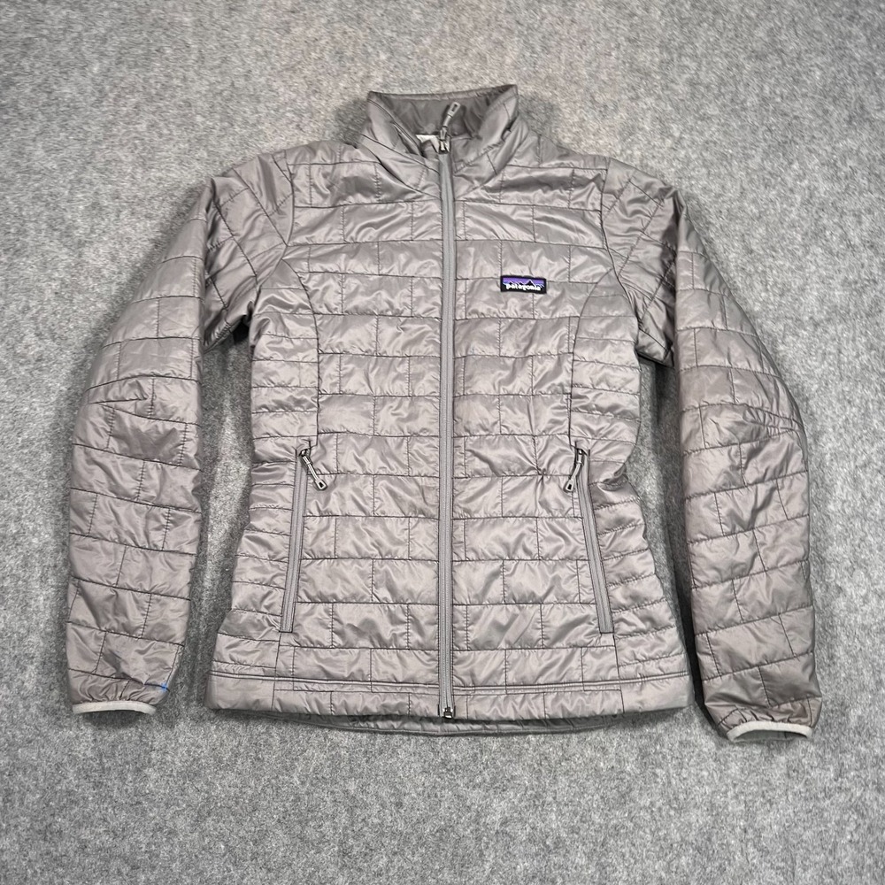 Patagonia Feather Gray Nano Puff Full Zip-Up Puffer Jacket Womens Size XS DEFECT